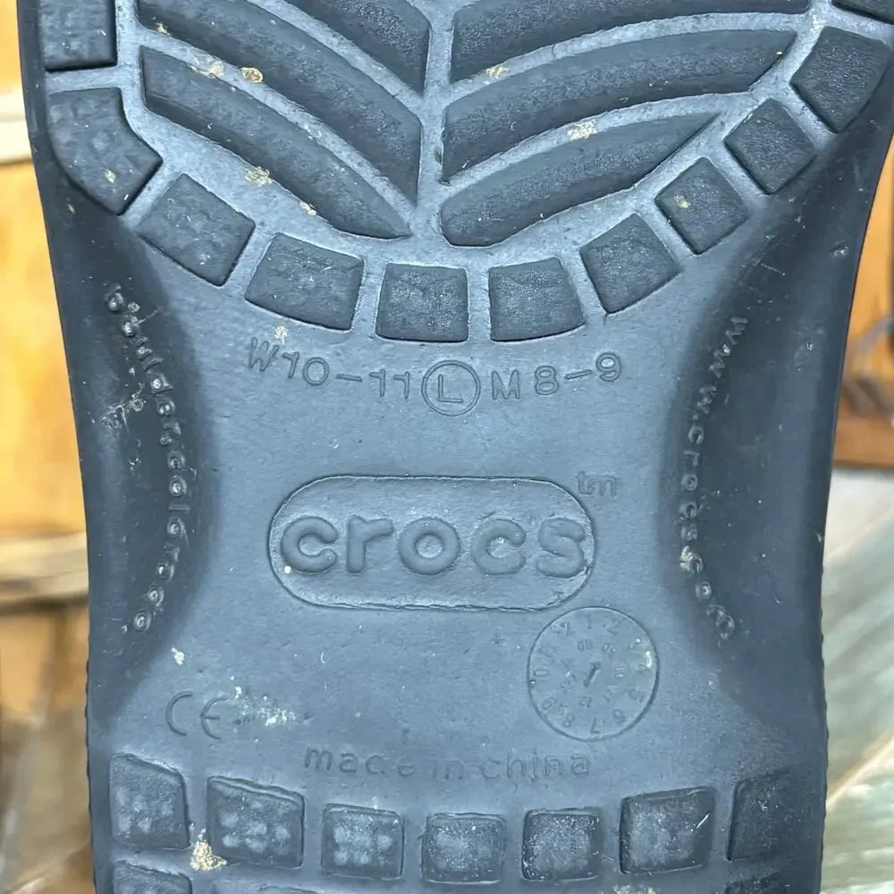 Crocs Reinforce Closed Toe Cap Toe Black Rubber Unisex Clogs Mens Size 8